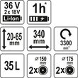 Masina tuns iarba, 36V( 2x18V),fara acu m Yato YT-85221 5
