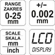Micrometru cu afisaj digital 0-25 mm Yato YT-72305 5