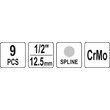Set biți impact 1/2, spline, 9 buc Yato YT-10691 5