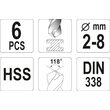 Set 6 burghie pentru metal 2 - 8 mm HSS Yato YT-4460 2