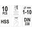 Set 10 burghie pentru metal 1 - 10 mm HSS Yato YT-4461 2