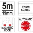 Ruleta 5 m x 19 mm nylon magnet Yato YT-7105 3