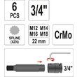 Set 6 chei tubulare de impact M12 - M18 3/4