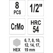 Set 8 chei tubulare de impact hexagonale 1/2