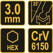 Cheie hexahonala cu bila si maner 3mm Vorel 56622 3