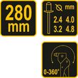 Cleste pentru popnituri cap rotativ 280 mm 2.4 - 4.8 mm Vorel 70100 3