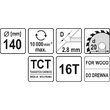 Disc fierăstrău wolfram pentru lemn 140 x 16 mm Yato YT-6052 1