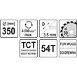 Disc circular lemn,350x30x3.5mm,54 dinti Yato YT-6082 2