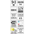Lanterna cu acumulator 5+3w, 600/260lm, usb Yato YT-08518 6