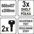 Dulap pentru atelier cu 2 usi si 3 polite interioare Yato YT-08931 6