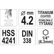 BURGHIU PRINDERE HEX HSS-TIN 4,2MM HEX Yato YT-44758 3