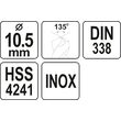 Burghiu metal HSS premiu m 10,5 mm Yato YT-44232 3