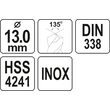 Burghiu metal HSS premiu m 13,0 mm Yato YT-44237 3