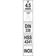 Burghiu metal HSS premiu m 4,5 mm Yato YT-44217 3