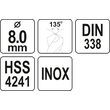 Burghiu metal HSS premiu m 8,0 mm Yato YT-44226 3
