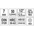Bit hex 7 mm cu adaptor 1/2