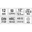 Bit hex 12 mm cu adaptor 1/2