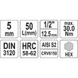 Bit hex 5 mm cu adaptor 1/2