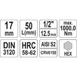 Bit hex 17 mm cu adaptor 1/2