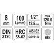Bit hex 8 mm cu adaptor 1/2