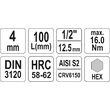 Bit hex 4 mm cu adaptor 1/2