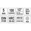 Bit hex 5 mm cu adaptor 1/2