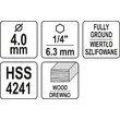 Burghiu pentru lemn cu prindere hex 4mm Yato YT-33861 6