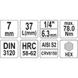 Bit hexagonal 7 mm cu adaptor 37 mm 1/4