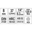 Bit hexagonal 8 mm cu adaptor 37 mm 1/4