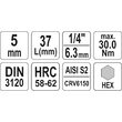 Bit hexagonal 5 mm cu adaptor 37 mm 1/4