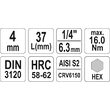 Bit hexagonal 4 mm cu adaptor 37 mm 1/4