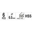 Set freze pentru metal, 6.0 mm, 6 buc Yato YT-61711 3