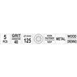 Set disc abraziv cu orificii GR40 125 mm 5 buc Yato YT-83451 1