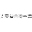 Set discuri abrazive cu orificii GR220 125 mm 5 buc Yato YT-83458 1