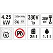 Generator curent 4.25 kw (5500 w max.) motor pe benzina, 25 litri, Yato YT-85460 1