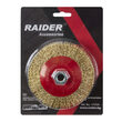 Perie conica din sarma alamita ø125mm pt polizor unghiular, Raider Power Tools 171131 1