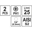 Biti 1/4 ph1x25 mm 2buc Yato YT-77871 2