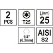 Biți 1/4 25mm torx T25, 2buc Yato YT-77905 2