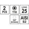 Biți 1/4 25mm torx T10, 2buc Yato YT-77902 2