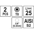 Biți 1/4 25mm torx T8, 2buc Yato YT-77900 2