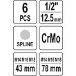 Set biți impact 1/2, spline Yato YT-10652 4