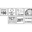 Disc circular pentru lemn 190 x 30 x 3.2 mm Yato YT-60488 2