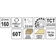 Disc circular pentru lemn 160 x 2.2 x 20 mm Yato YT-60581 2