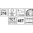 Panza circular 216 x 30 x 3.2 mm 48d lemn Yato YT-60682 2