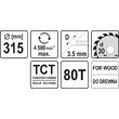 Disc circular lemn 315 x 30 x 3.5 mm 80 dinti Yato YT-60794 2