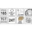 Disc circular pentru lemn 165 x 24t x 16mm Yato YT-60590 2