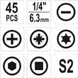 Trusa 45 de biti cu adaptor Yato YT-04620 4