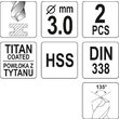 Burghiu metal HSS-TiN 3 mm - 2 BUC, Yato YT-44635 2