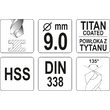Burghiu metal HSS-TiN 9 mm Yato YT-44660 2