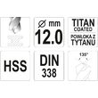 Burghiu metal HSS-TiN 12 mm, Yato YT-44666 2